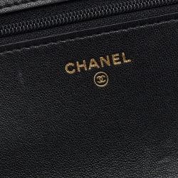 Chanel Black Quilted Leather 19 Flap Wallet on Chain