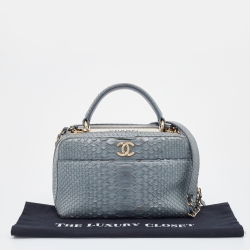 Pre Owned Chanel Grey Python Trendy CC Bowler Bag