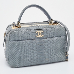 Pre Owned Chanel Grey Python Trendy CC Bowler Bag