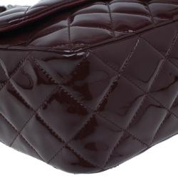 Pre Owned Chanel Burgundy Patent Leather Jumbo Flap