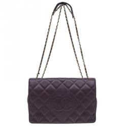 Pre Owned Chanel Burgundy Lambskin Leather Quilted Medium Diamond Flap Bag