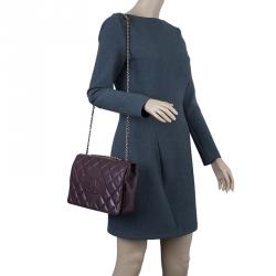 Pre Owned Chanel Burgundy Lambskin Leather Quilted Medium Diamond Flap Bag