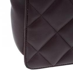 Pre Owned Chanel Burgundy Lambskin Leather Quilted Medium Diamond Flap Bag