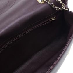 Pre Owned Chanel Burgundy Lambskin Leather Quilted Medium Diamond Flap Bag