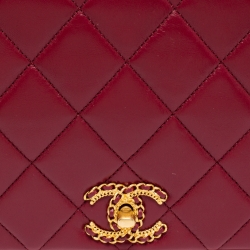 Chanel Burgundy Quilted Lambskin Leather Flap Bag