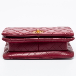 Chanel Burgundy Quilted Lambskin Leather Flap Bag