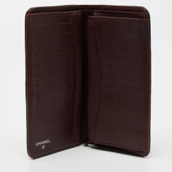 Pre Owned محفظة كونتيننتال شانيل لي ين جلد أسود مبطن