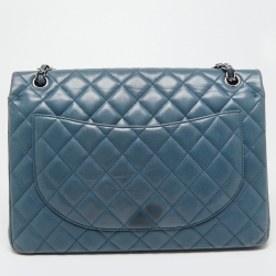 Chanel Blue Quilted Caviar Leather Maxi Classic Double Flap Bag