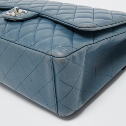 Chanel Blue Quilted Caviar Leather Maxi Classic Double Flap Bag