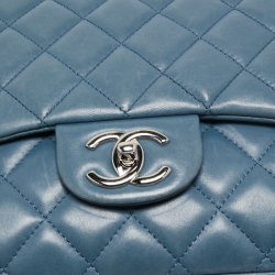 Chanel Blue Quilted Caviar Leather Maxi Classic Double Flap Bag