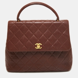 Pre Owned Chanel Brown Leather Kelly Top Handle Bag