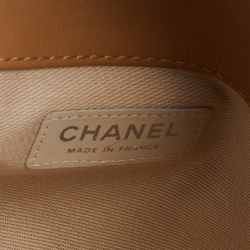 Pre Owned Chanel Beige Choco Bar Leather Mademoiselle Lock Flap Shoulder Bag