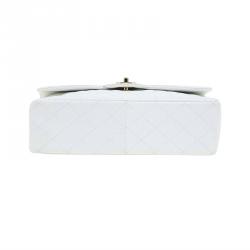 Pre Owned حقيبة شانيل جامبو كلاسيك جلد كافيار مبطن بيضاء بقلاب