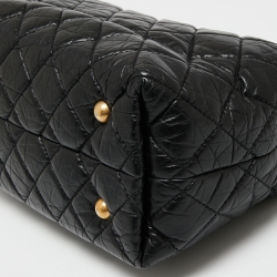 Pre Owned Chanel Black Quilted Crinkled Leather Reissue 2.55 Grand Shopping Bag
