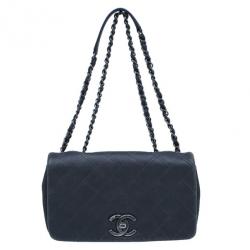 مملوكة مسبقًا Chanel Black CC Lambskin Quilted Flap Shoulder Bag