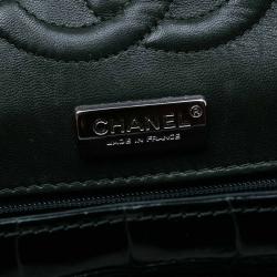 Pre Owned Chanel Dark Green Alligator Medium Classic Double Flap Bag