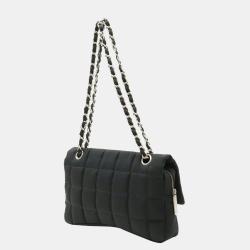 Pre Owned Chanel Black Quilted Nylon Flap Bag 