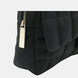 Pre Owned Chanel Black Quilted Nylon Flap Bag 
