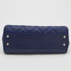 Pre Owned Chanel Blue Quilted Leather Large Shopping Tote