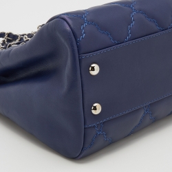 Pre Owned Chanel Blue Quilted Leather Large Shopping Tote