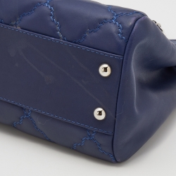 Pre Owned Chanel Blue Quilted Leather Large Shopping Tote
