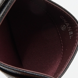 Pre Owned Chanel Black Quilted Caviar Leather CC Card Holder