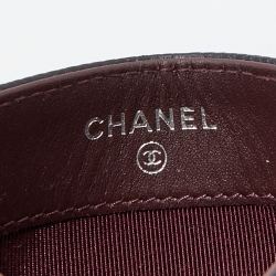 Pre Owned Chanel Black Quilted Caviar Leather CC Card Holder