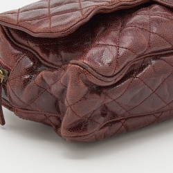 Pre Owned Chanel Brown Quilted Glazed Caviar Leather Jumbo Crave Easy Flap Bag