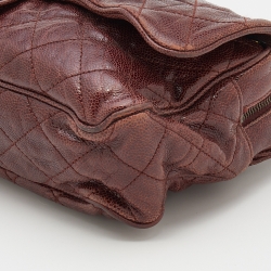 Pre Owned Chanel Brown Quilted Glazed Caviar Leather Jumbo Crave Easy Flap Bag