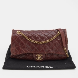 Pre Owned Chanel Brown Quilted Glazed Caviar Leather Jumbo Crave Easy Flap Bag