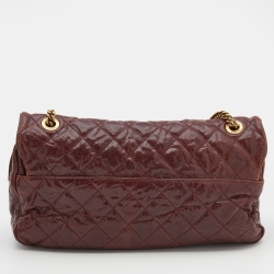 Pre Owned Chanel Brown Quilted Glazed Caviar Leather Jumbo Crave Easy Flap Bag