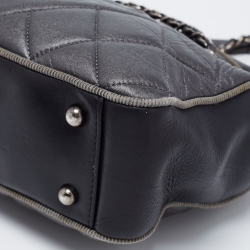 Pre Owned Chanel Grey/Black Quilted Leather Small Ballerine Camera Case Bag