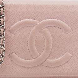 Pre Owned Chanel Pink Caviar Leather Timeless CC WOC Clutch Bag