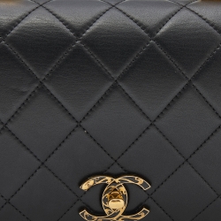 Pre Owned Chanel Black Quilted Leather Enamel Bag