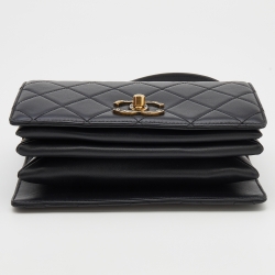 Pre Owned Chanel Black Quilted Leather Enamel Bag