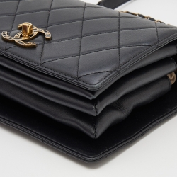 Pre Owned Chanel Black Quilted Leather Enamel Bag