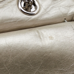 Pre Owned Chanel Metallic Silver Quilted Leather Reissue 2.55 Classic 227 Flap Bag