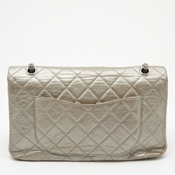 Pre Owned Chanel Metallic Silver Quilted Leather Reissue 2.55 Classic 227 Flap Bag