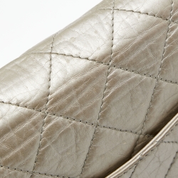 Pre Owned Chanel Metallic Silver Quilted Leather Reissue 2.55 Classic 227 Flap Bag