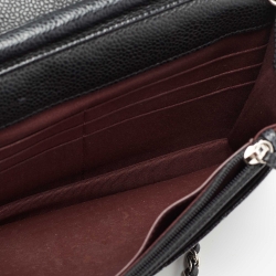 Pre Owned Chanel Black Quilted Caviar Leather Classic Wallet On Chain