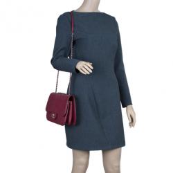 Pre Owned Chanel Red Leather Double Stitch Shoulder Bag