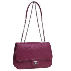 Pre Owned Chanel Red Leather Double Stitch Shoulder Bag