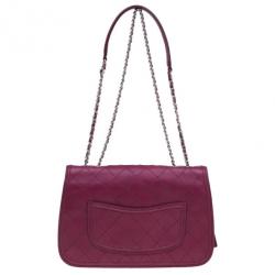 Pre Owned Chanel Red Leather Double Stitch Shoulder Bag