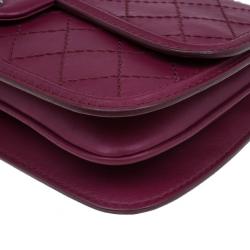 Pre Owned Chanel Red Leather Double Stitch Shoulder Bag