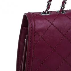 Pre Owned Chanel Red Leather Double Stitch Shoulder Bag