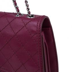 Pre Owned Chanel Red Leather Double Stitch Shoulder Bag