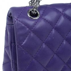 Pre Owned حقيبة يد بغطاء شانيل ريسو 2.55 جلد خروف بنفسجي مبطن