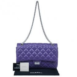 Pre Owned حقيبة يد بغطاء شانيل ريسو 2.55 جلد خروف بنفسجي مبطن