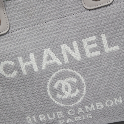 Pre Owned Chanel Grey Canvas Small Deauville Bag