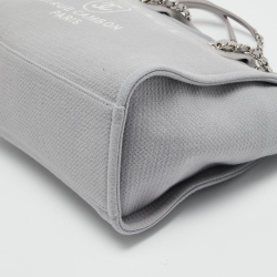 Pre Owned Chanel Grey Canvas Small Deauville Bag